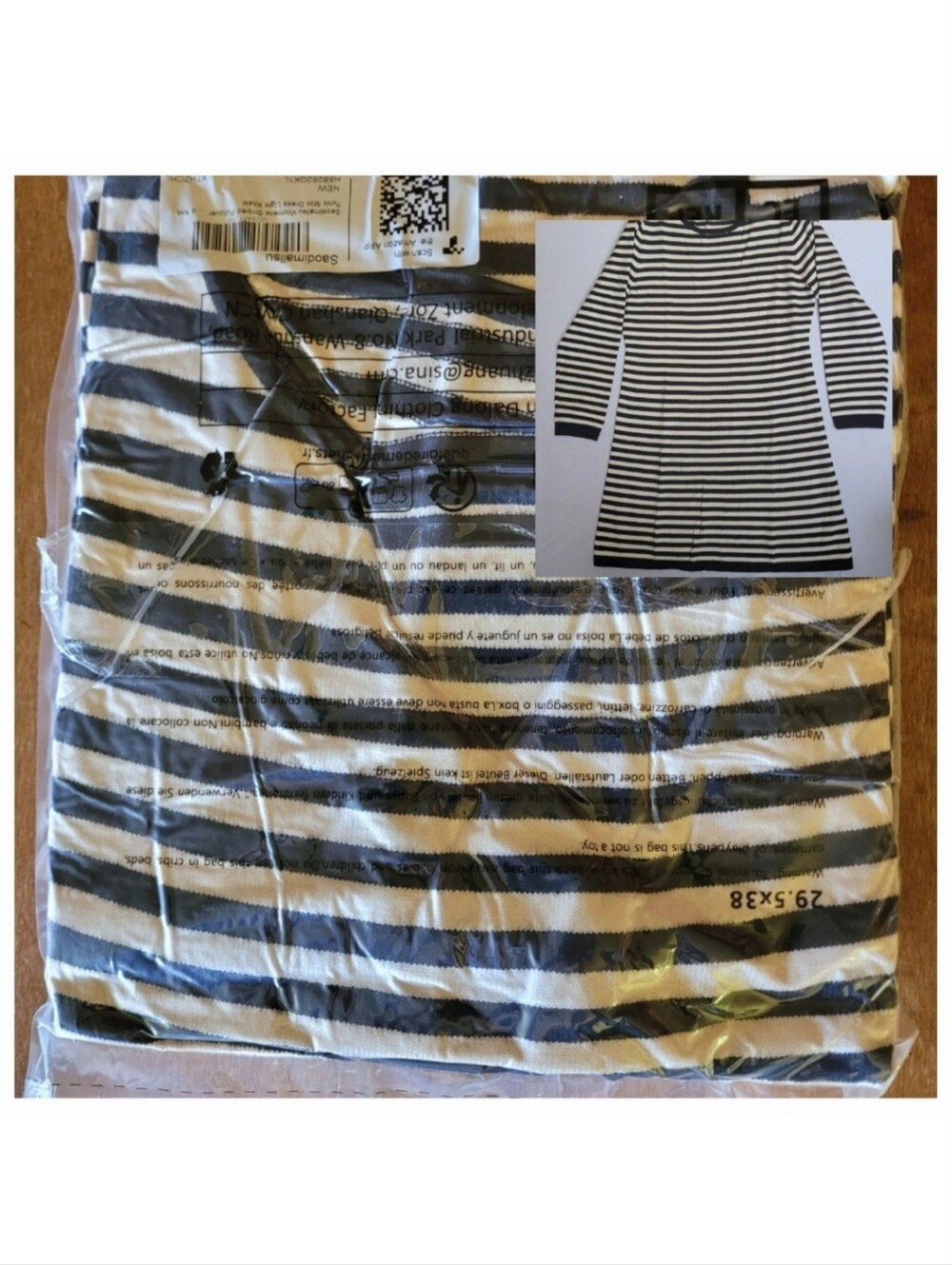 Saodimallsu Women XL Striped Sweater Dress Light Khaki New Sealed